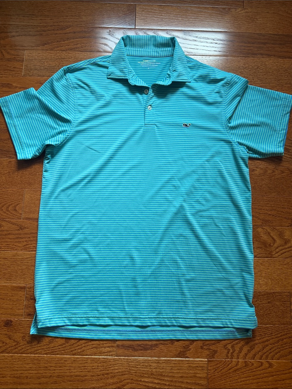Vineyard Vines Men's Aqua Striped Polo Shirt - Performance Short Sleeve